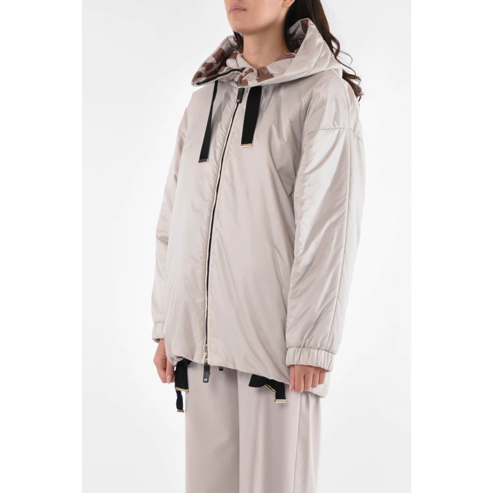 Max Mara Omkeerbare Greenlo Jas met Capuchon White Dames