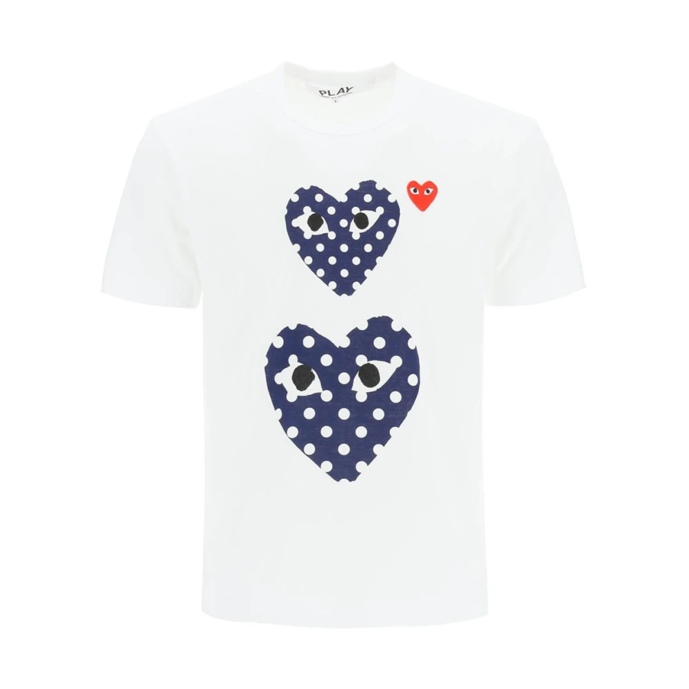 Comme des Garçons Play Hart Motief Katoenen T-shirt White Heren