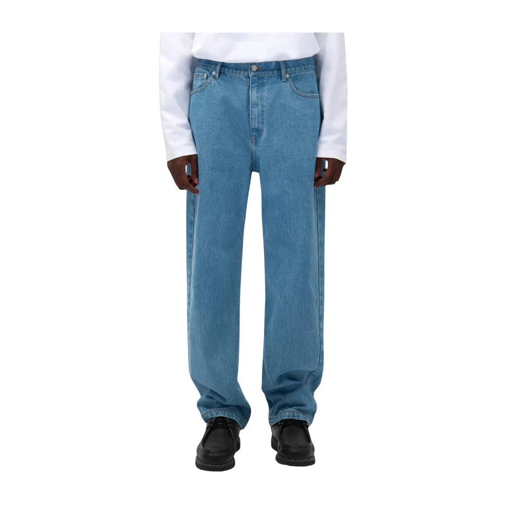 Arte Antwerp Geborduurde casual broek bleekmiddel Blue Heren