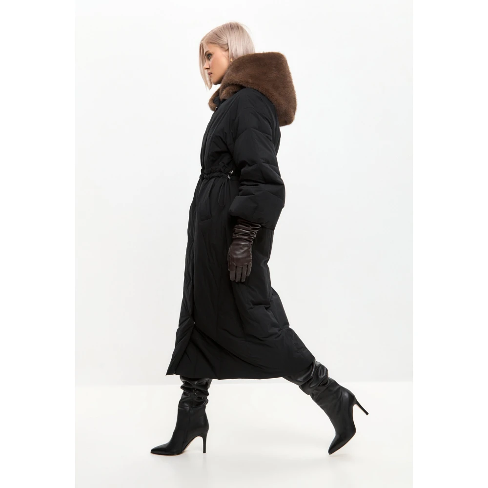 Cesare Gaspari Luxe Hooded Winterjas Black Dames