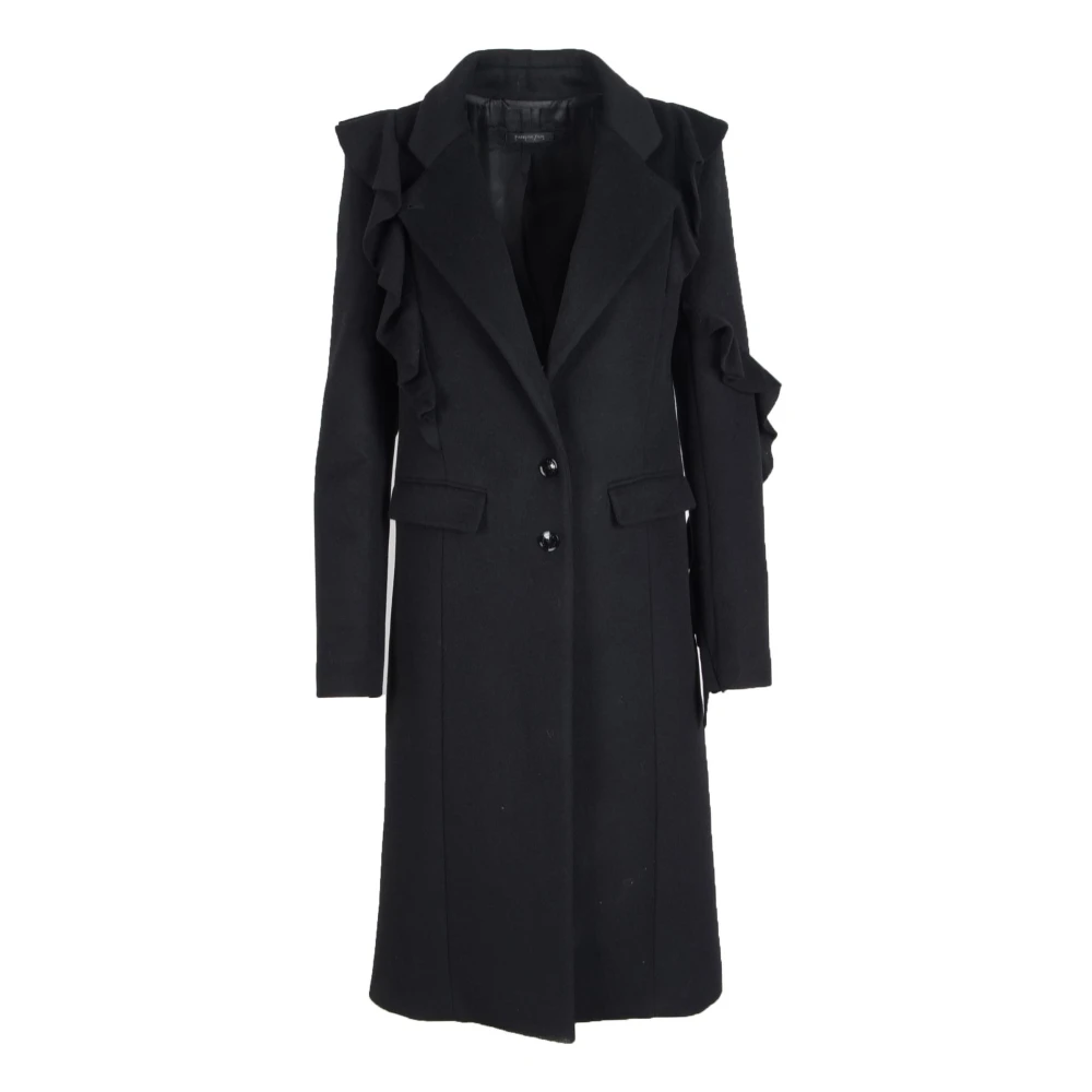 Patrizia Pepe Femme Noir Manteaux, Taille: 40 Fr Manteau Croisé En Mélange D`Alpaga
