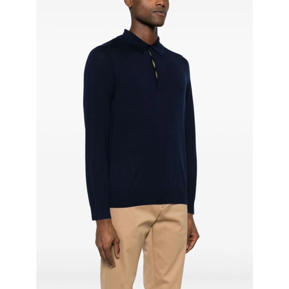 Paul Smith Blauwe Merinowol Polo Gebreid Blue Heren
