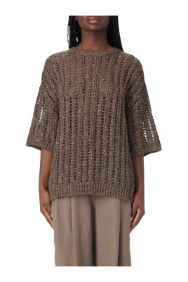 brun-pailletstrik-pullover-sweater