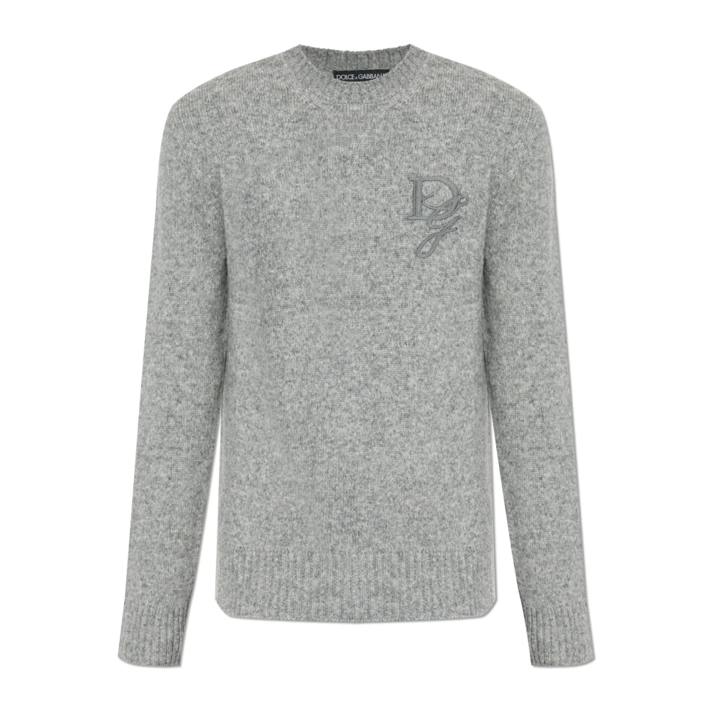 Dolce & Gabbana Trui met geborduurd logo Gray Heren
