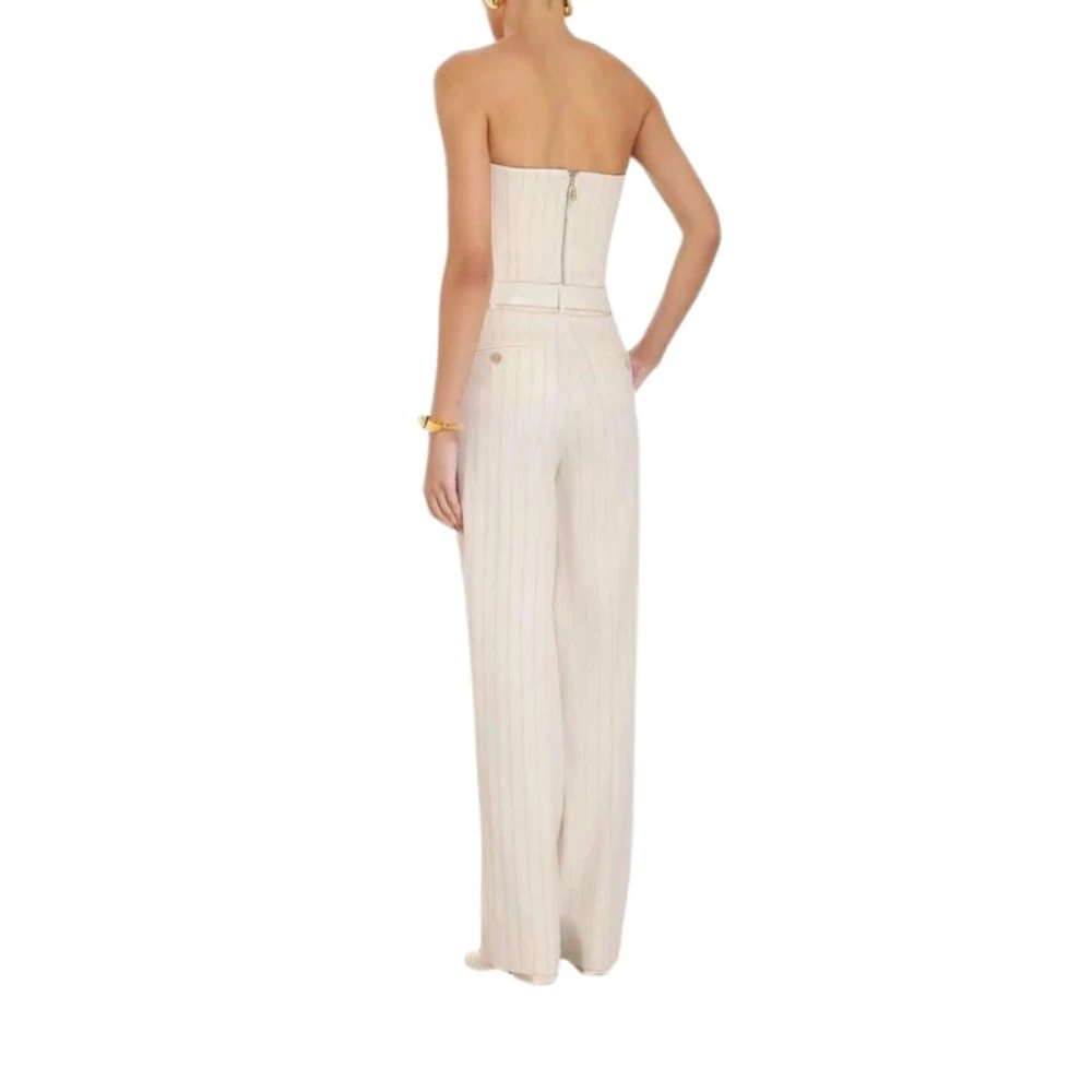 Zimmermann Gestreepte Wol Bustier Top White Dames