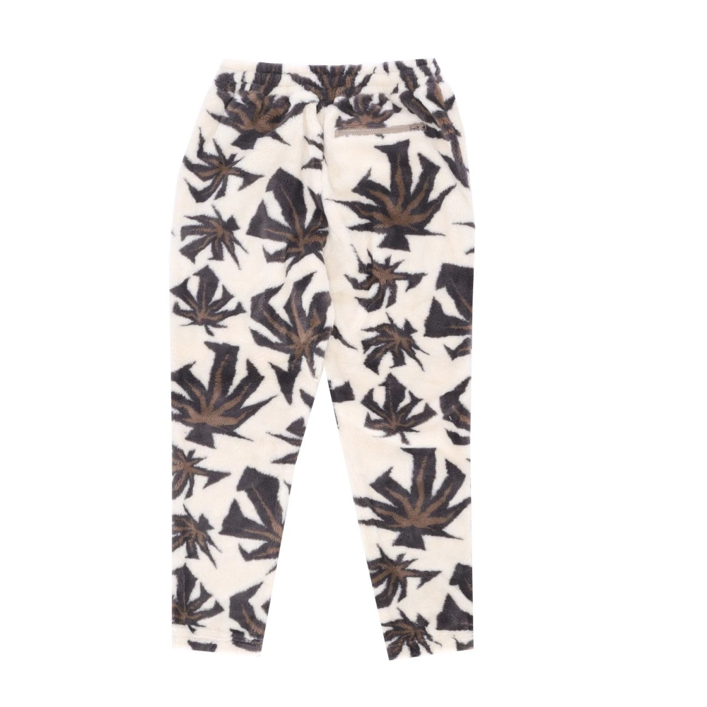HUF Bear Jacquard Sherpa Broek met Plantenmotief Beige Heren