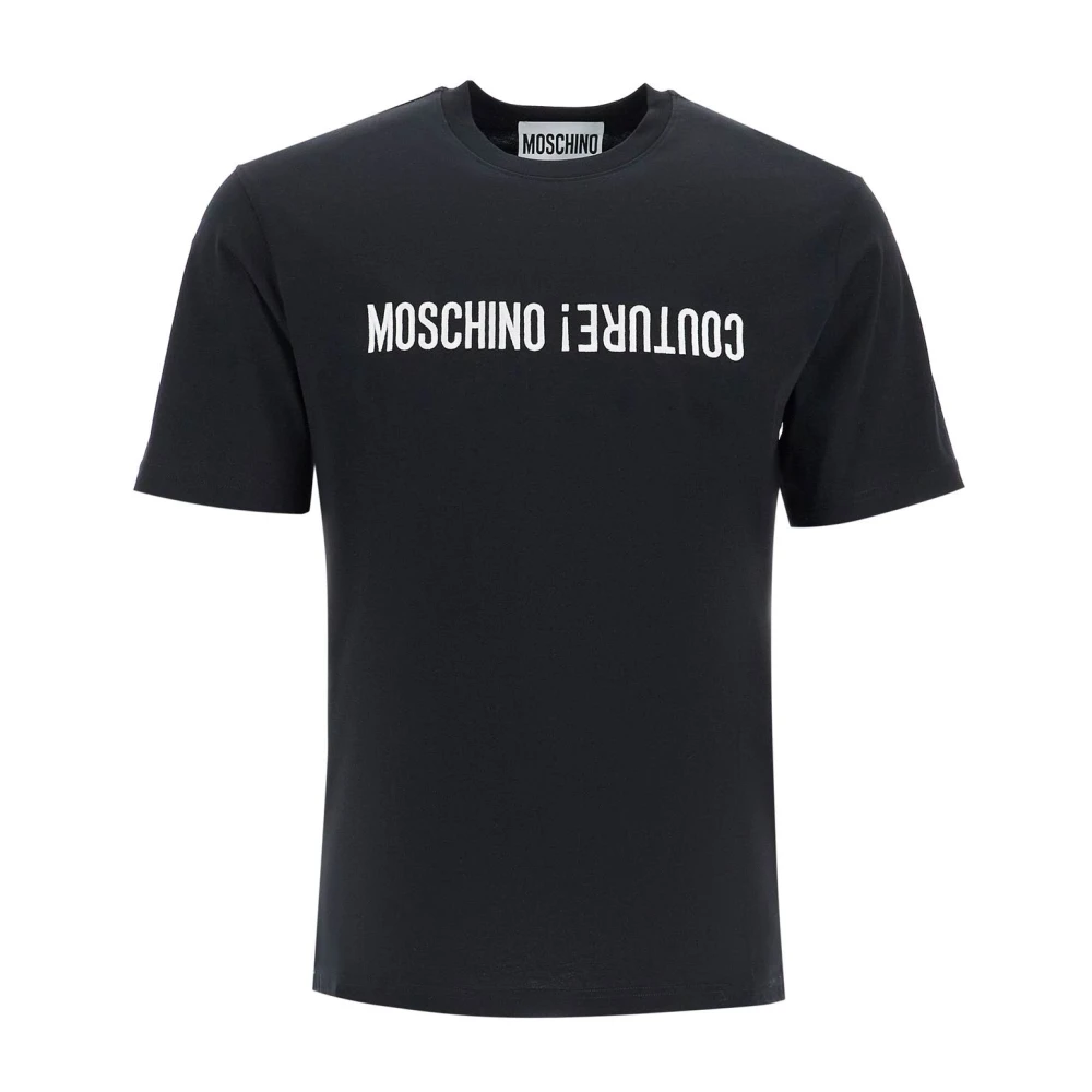 Moschino T-shirt met geborduurde tekst Black Heren