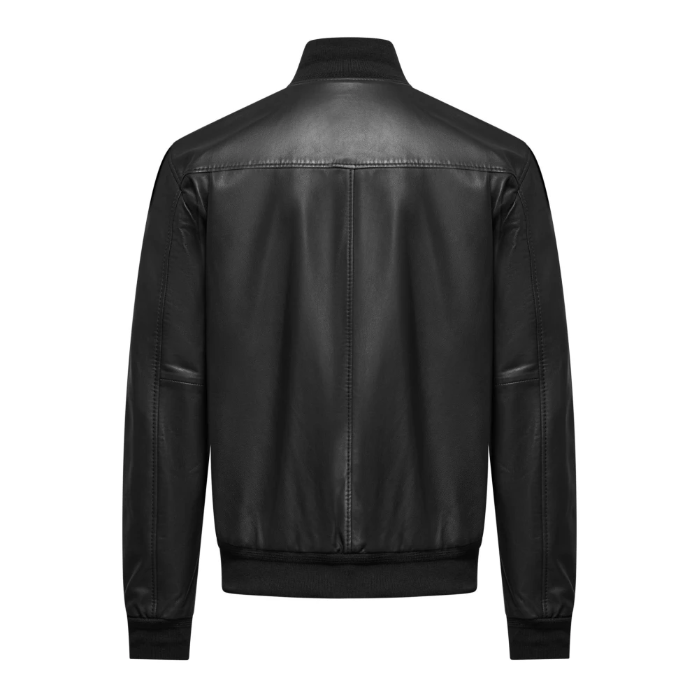 BomBoogie Leren bomberjack Black Heren