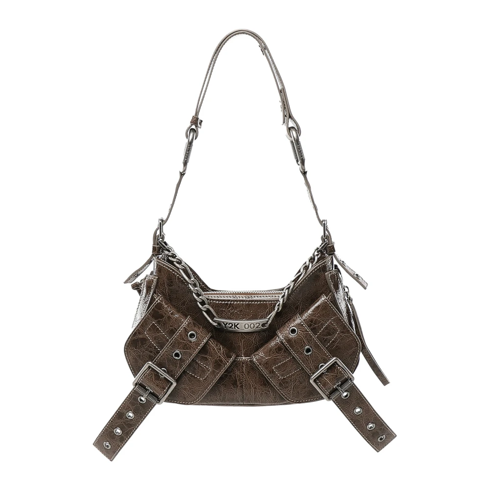 Biasia Dynamische unisex schoudertas met verstelbare band Brown Dames