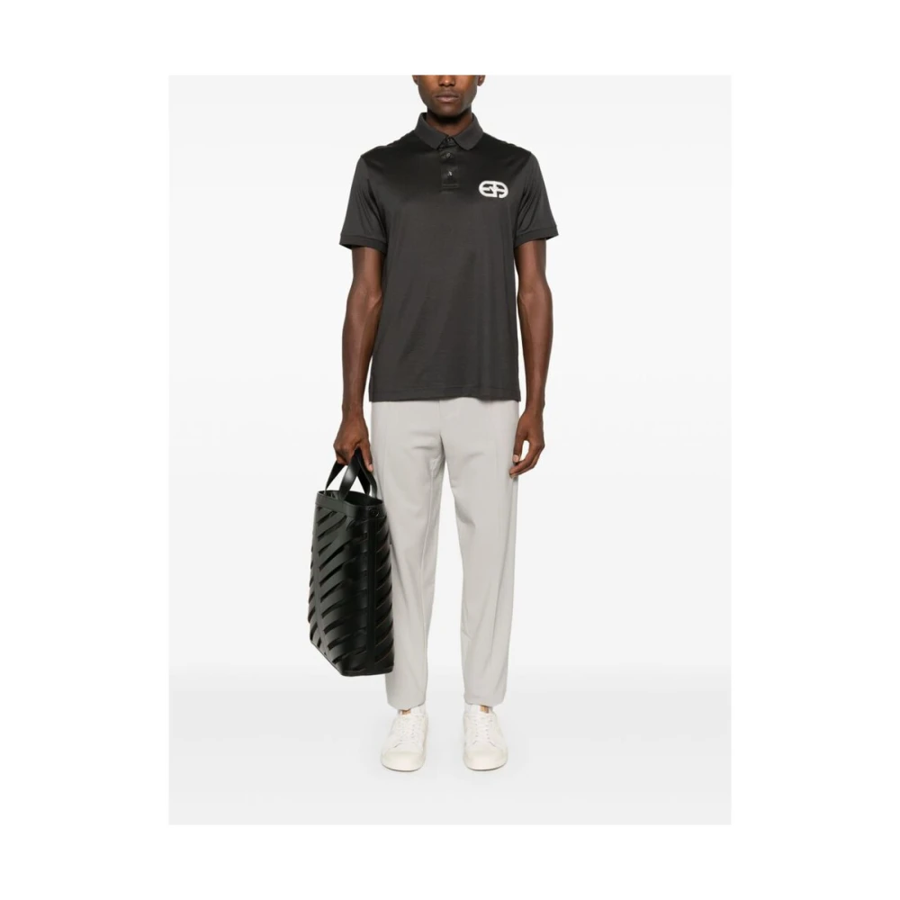 Emporio Armani Gebreide Polo Sweater in Grijs Gray Heren