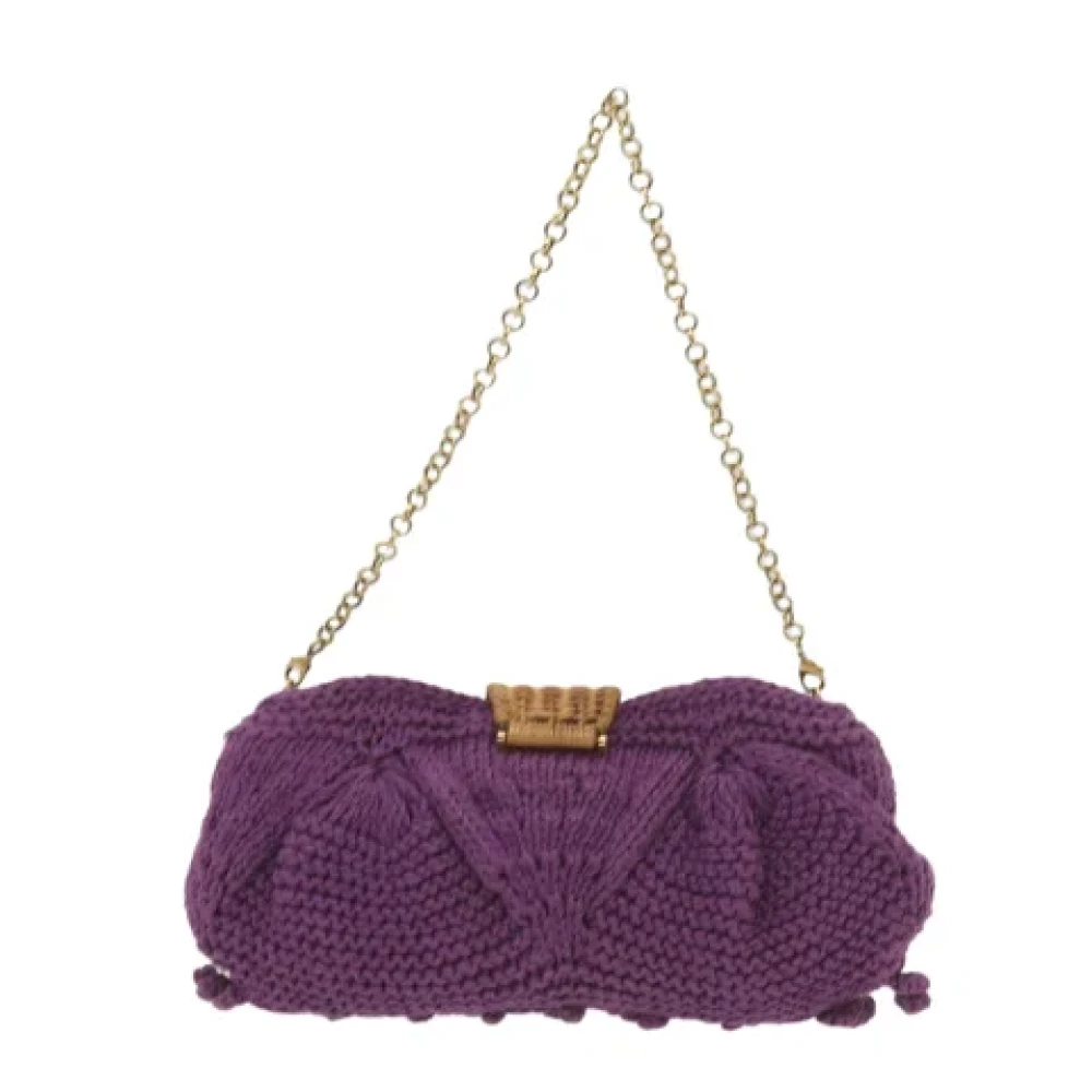 Salvatore Ferragamo Pre-owned Cotton shoulder-bags Purple Dames
