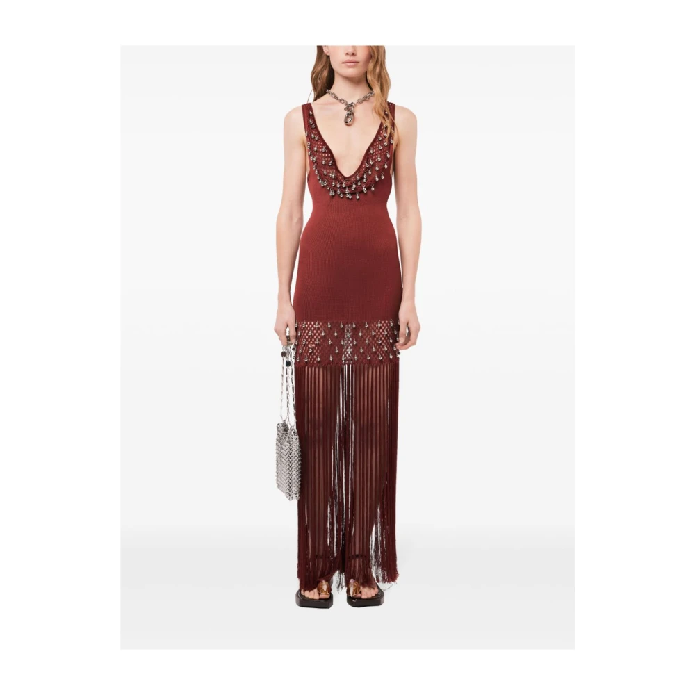 Paco Rabanne Lange Mouw Jurk Red Dames