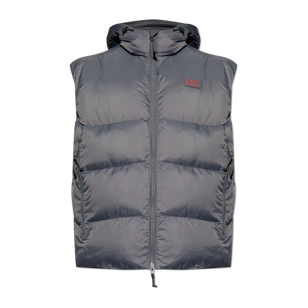 Emporio Armani Ea7 Homme Gris Vestes, Taille: S Puffer Vest With Logo