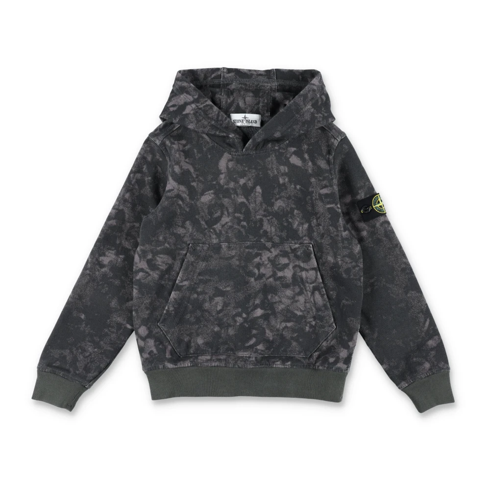 Stone Island Svart Stickat Camo Hoodie Aw24 Black, Pojke