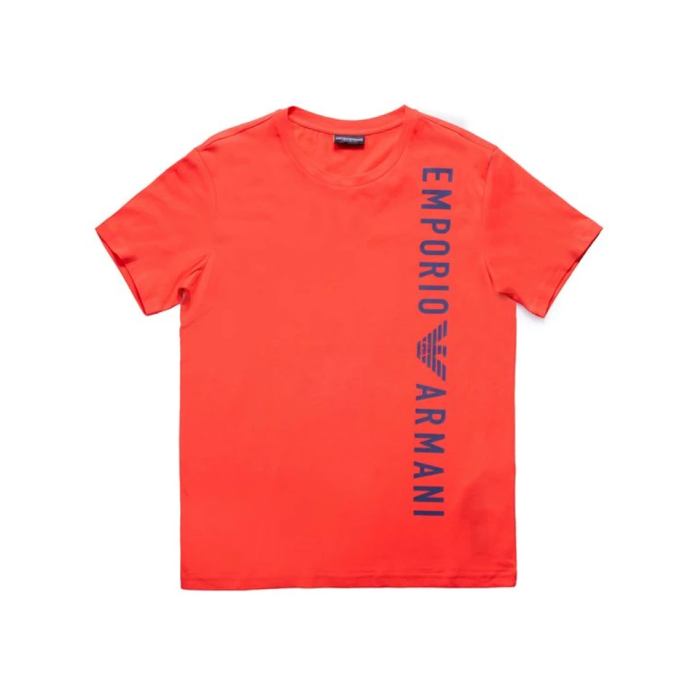 Emporio Armani Rode Katoenen Heren T-shirt Lente Zomer Collectie Red Heren
