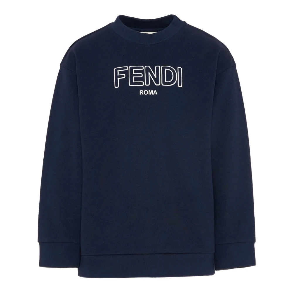 Fendi Girls Blue Logo Crewneck Sweatshirt - Kids Sweatshirts - 10 Y - Kids