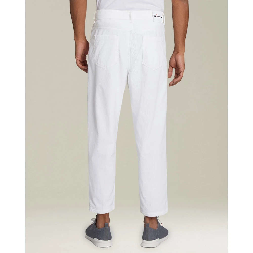 Kiton Witte Corduroy Wortelbeen Broek White Heren
