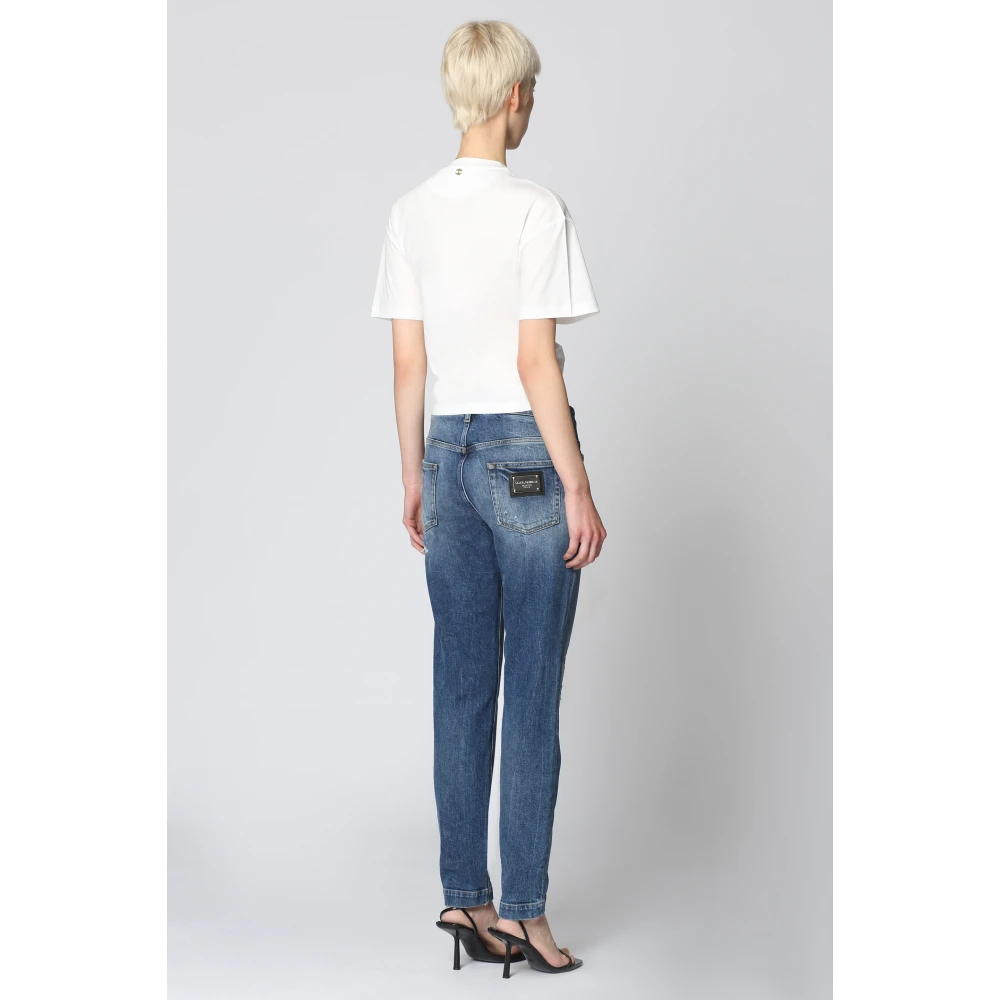 Dolce & Gabbana Stretch katoenen jeans met distressed details Blue Dames