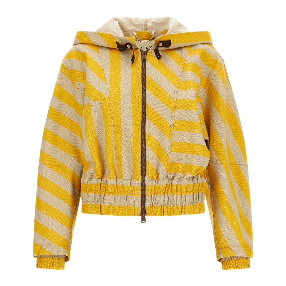 Fendi Yellow Zip-Throughs, Female, M, Pequin Striped Jacket