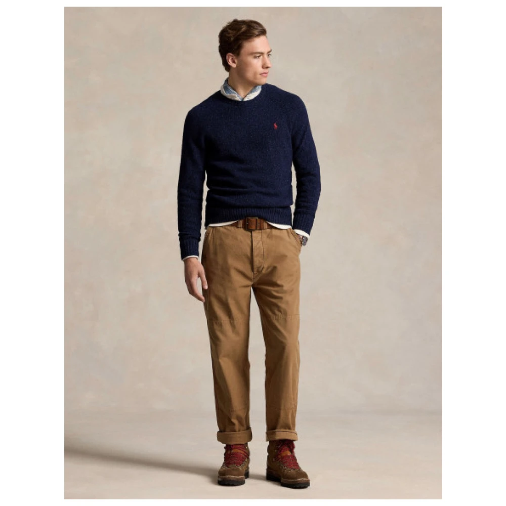 Polo Ralph Lauren Gemengde wol ronde hals gebreide trui Blue Heren