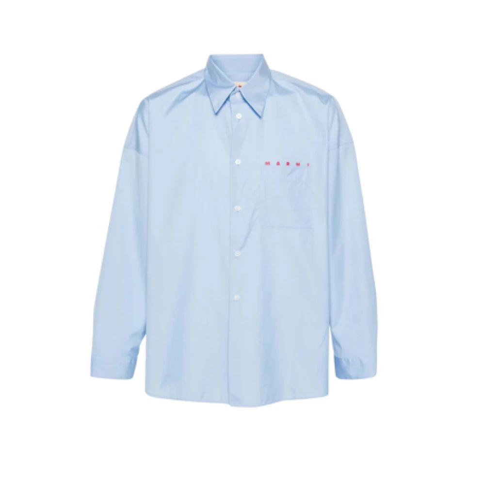 Marni Blauwe Biologisch Katoenen Overhemd met Lange Mouwen Blue Heren