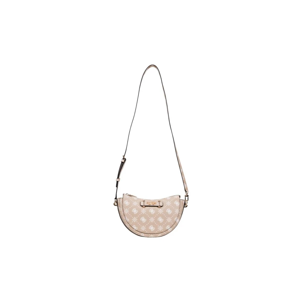 Guess Women's Beige Monogram Crescent Shoulder Bag