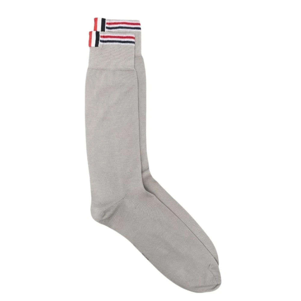 Thom Browne Jersey Stitch Mid Calf Socks Light Grey Gray Heren