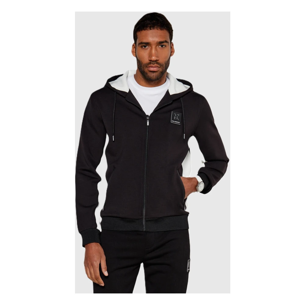 Karl Lagerfeld Zwarte sportjas met contrasterende accenten Black Heren