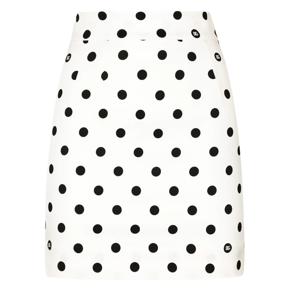 Dolce & Gabbana Witte Hoge Taille Zijden Rok White Dames