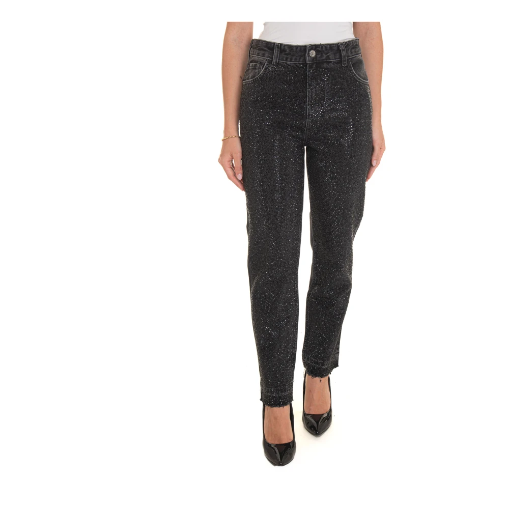 Liu Jo High Waisted Straight Leg Denim Jeans Black Dames