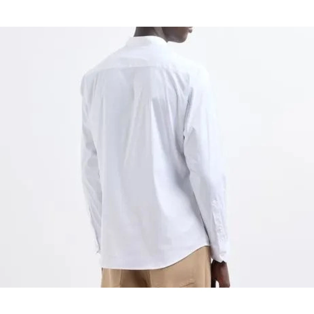Emporio Armani Witte Koreaanse Kraag Lange Mouw Overhemd White Heren