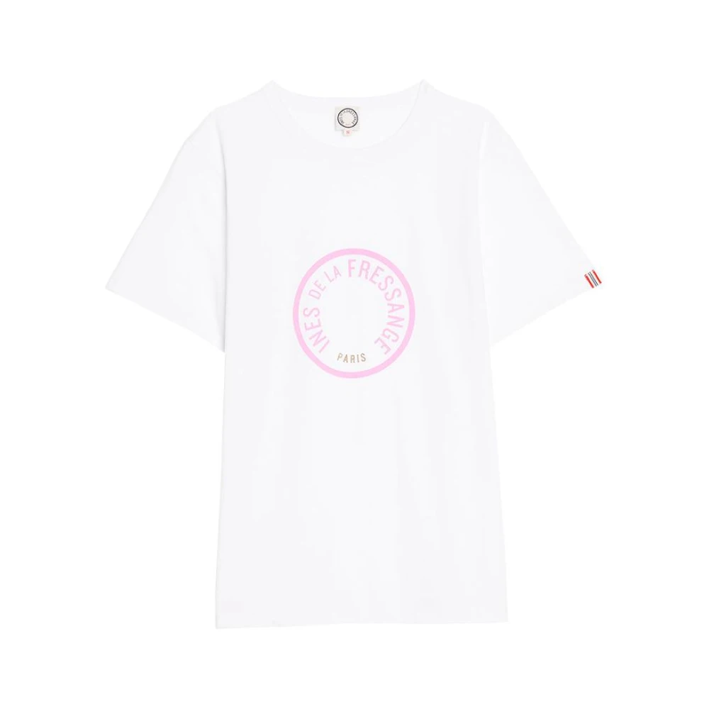 Ines De La Fressange Paris Oscar white logo pink T-shirt White Dames