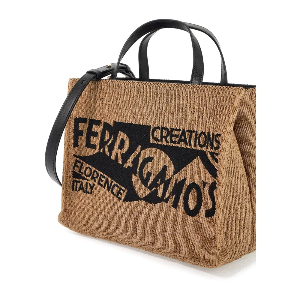 Salvatore Ferragamo Iconische Logo Bedrukte Tote Tas Beige Dames