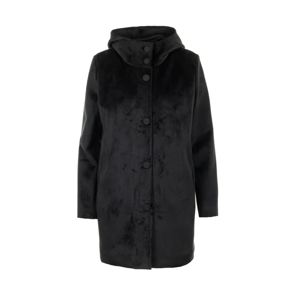 RRD Zwarte Velvet Neo Parka Jas Black Dames
