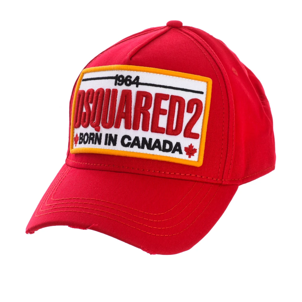 Dsquared2 Geborduurde Herenpet met Klittenbandsluiting Red Heren