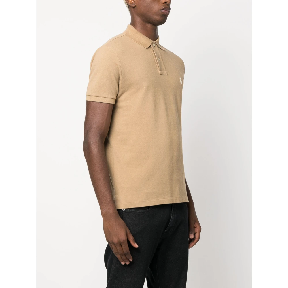 Polo Ralph Lauren Aangepaste Slim Fit Katoen Mesh Polo Beige Heren