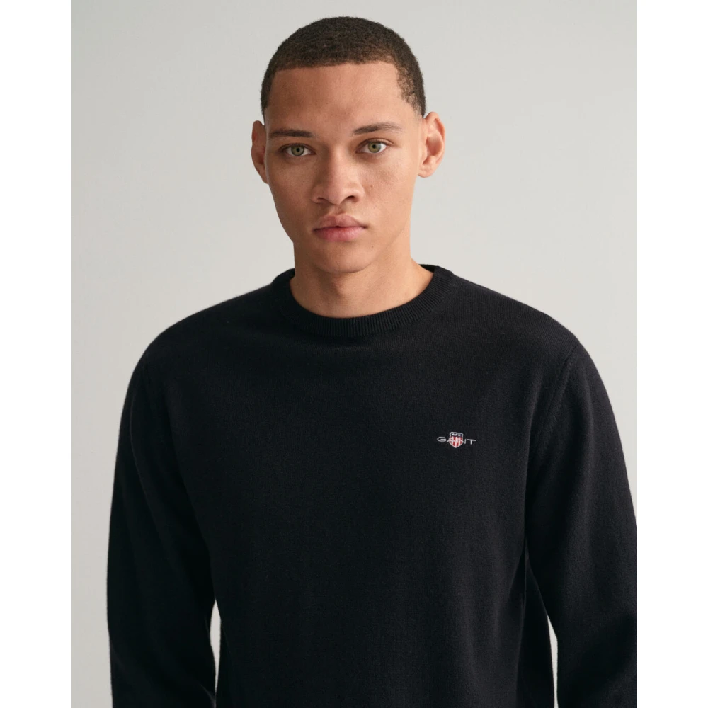 Gant Klassieke Wollen Trui Black Heren