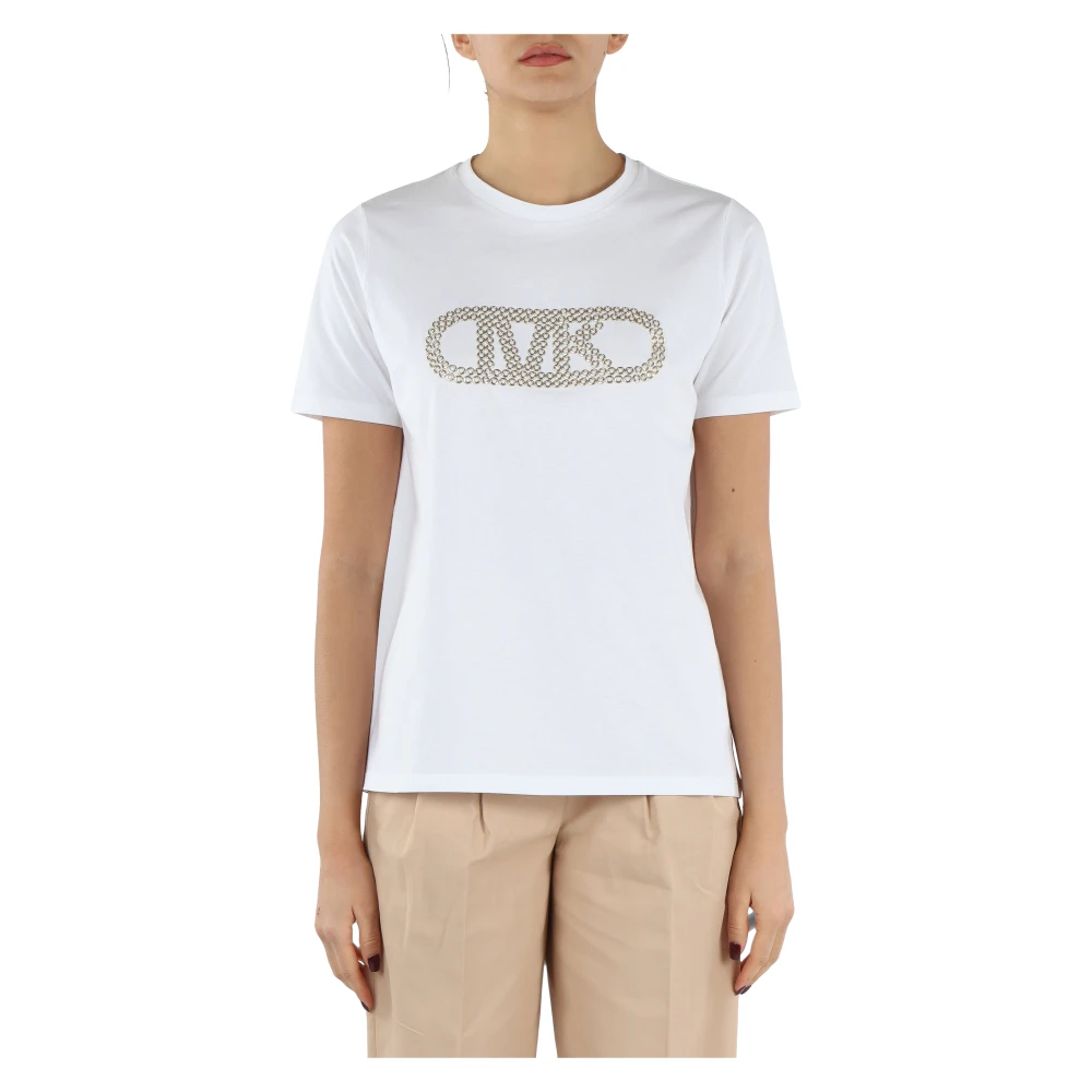Michael Kors Ekologisk bomull T-shirt med metall detaljer White, Dam