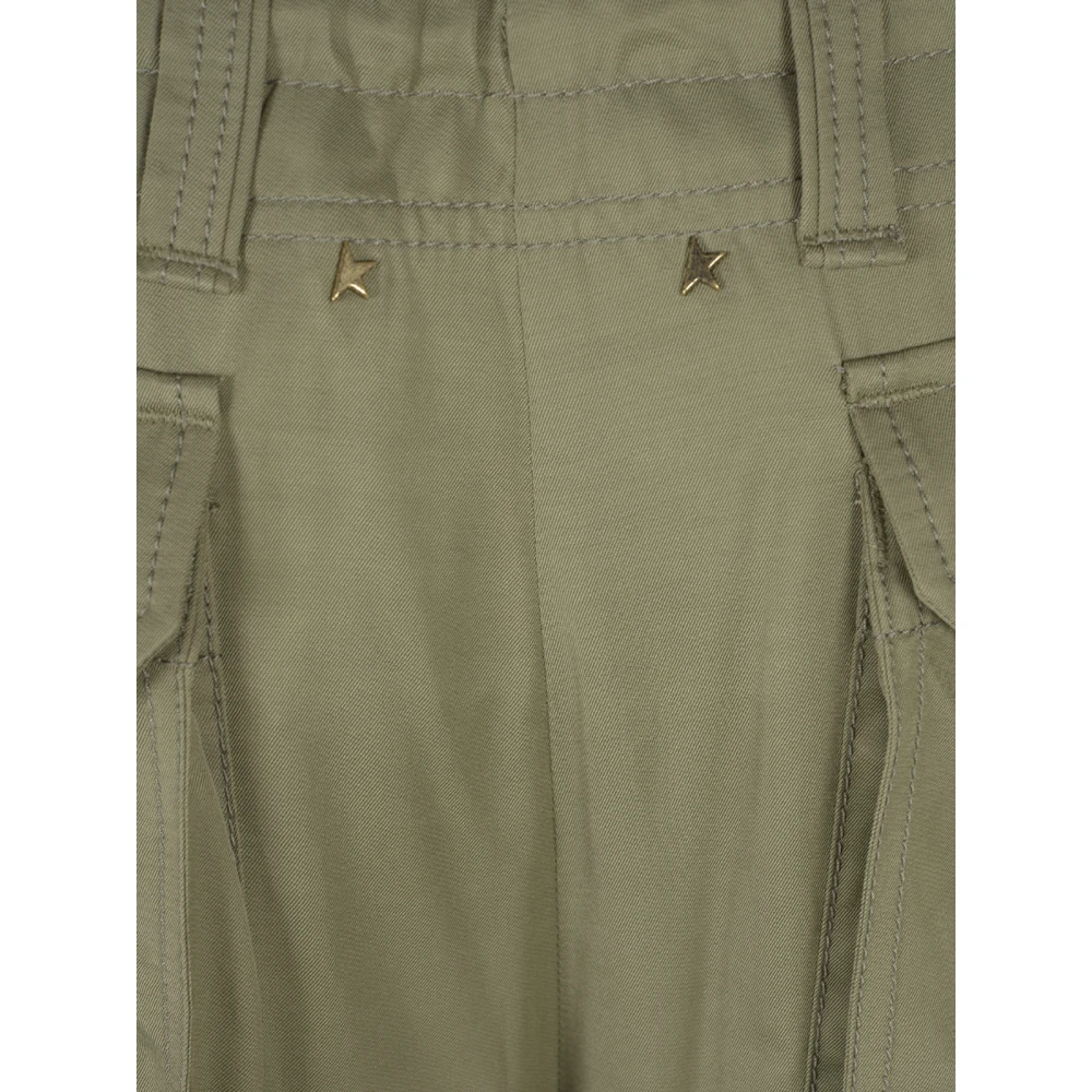 Golden Goose Wide Leg Cargo Pant in Fluid Viscose Twill Green Dames