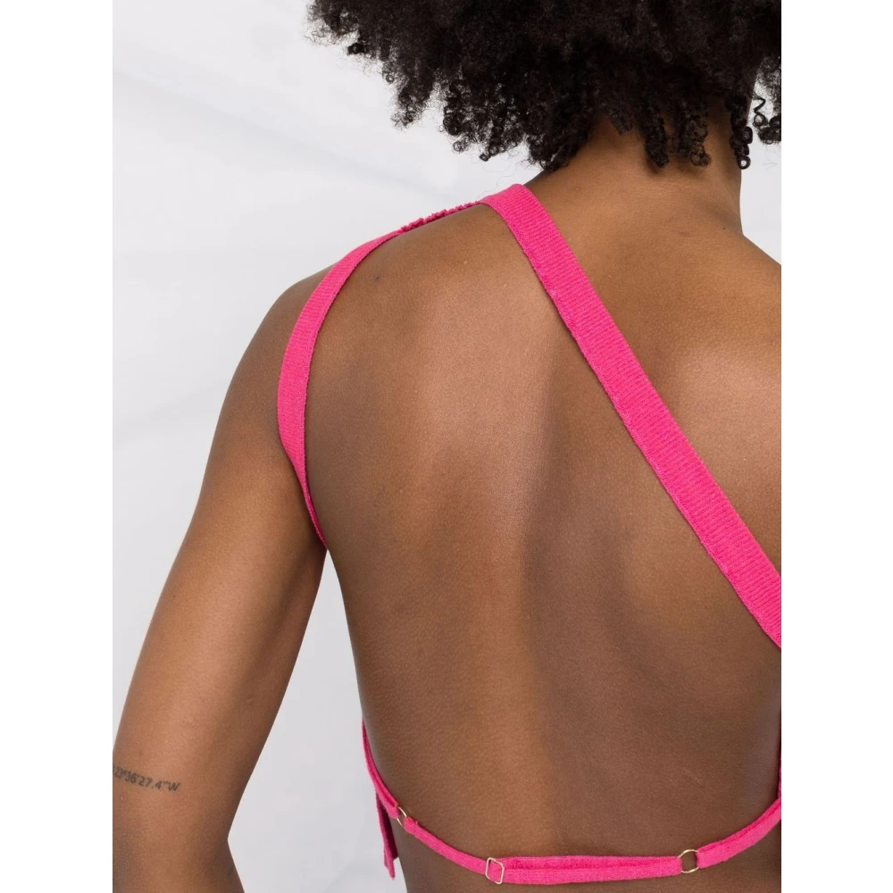 Jacquemus Roze Mesh Gebreide Top Pink Dames