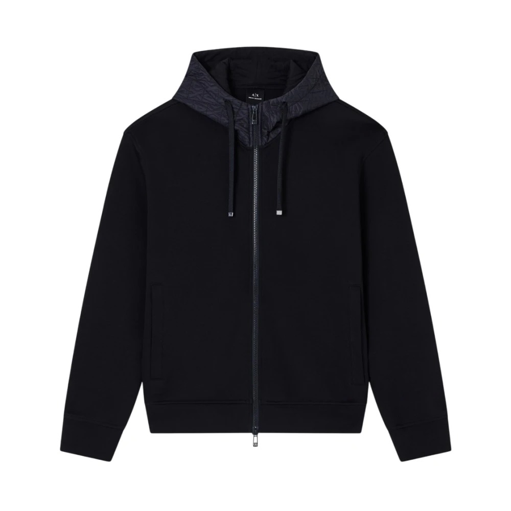 Armani Exchange Men's Black Zip-Throughs, Xs, Zip Hooded Sweatshirt