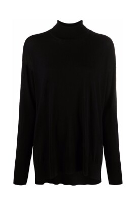 pull-noir-col-roule-laine-pure