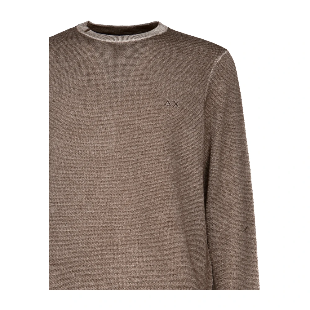 Sun68 Bruine Wollen Trui met Logo Detail Brown Heren