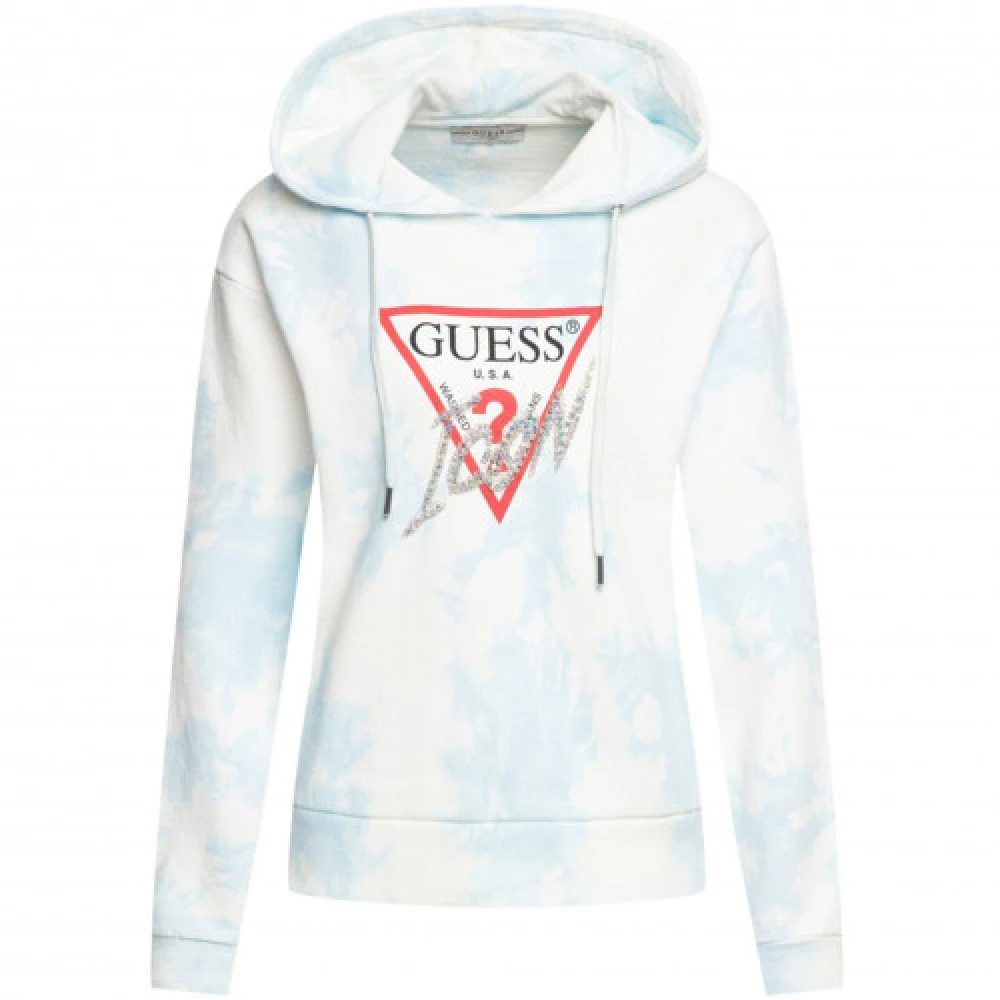 Guess Blå och vit tie-dye-hoodie White, Dam