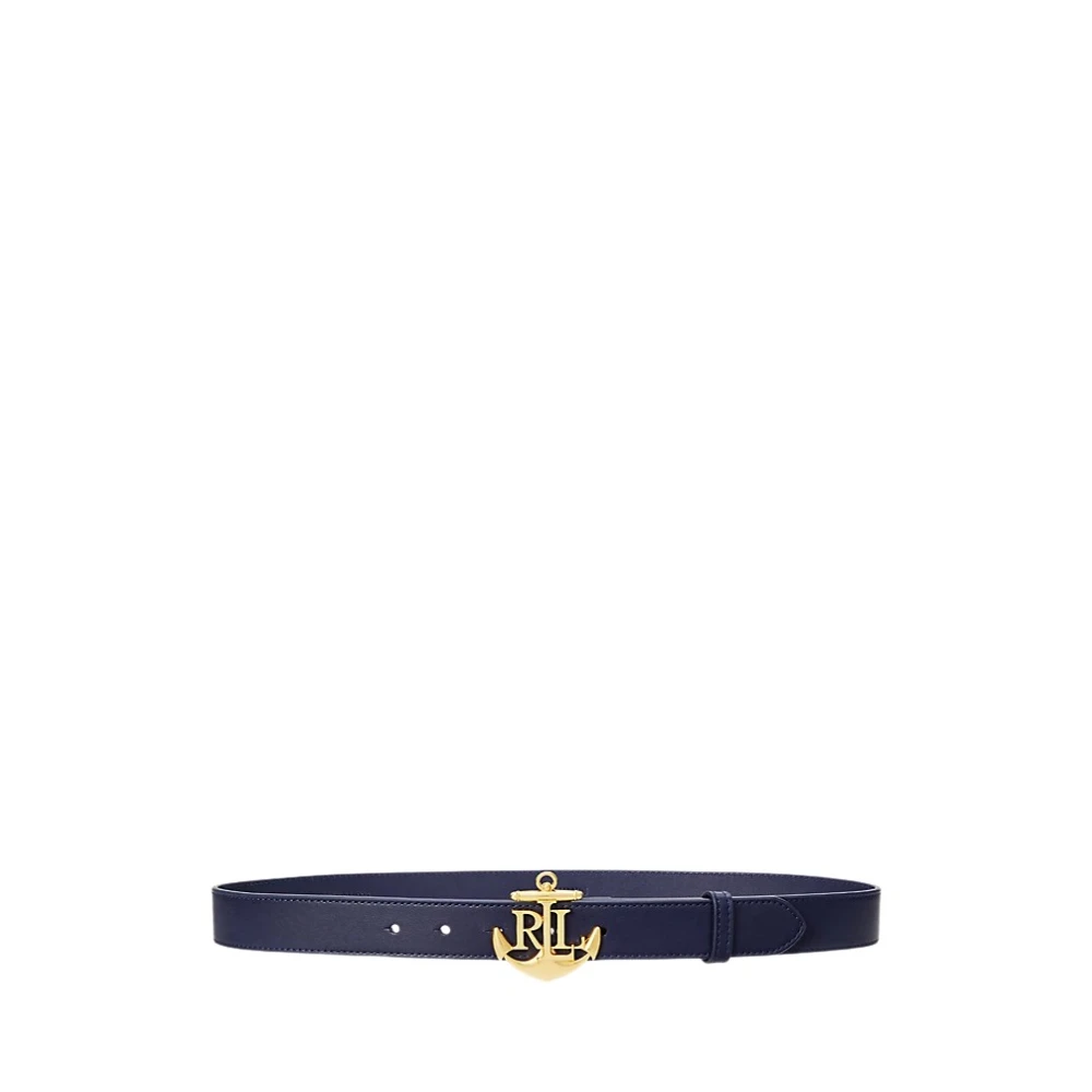 Ralph Lauren Blue Belts, Female, S, Anchor-Logo Leather Skinny Belt