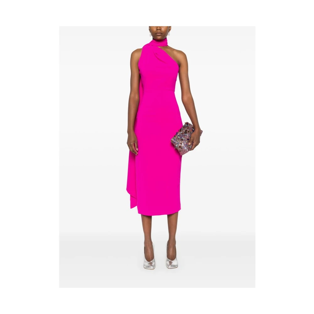 Solace London Magenta Roze One-Shoulder Jurk met Sjaal Pink Dames