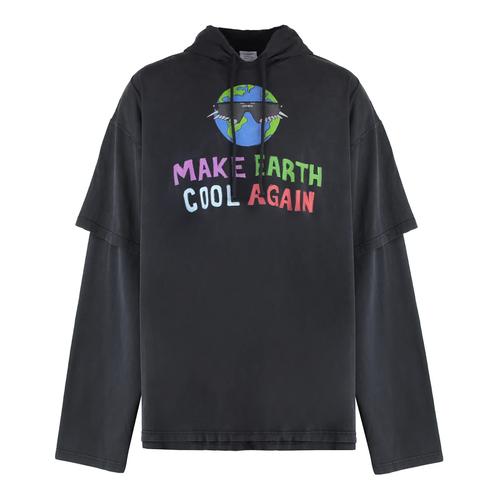 Vetements Vintage Katoenen Hoodie met Frontprint Black Heren