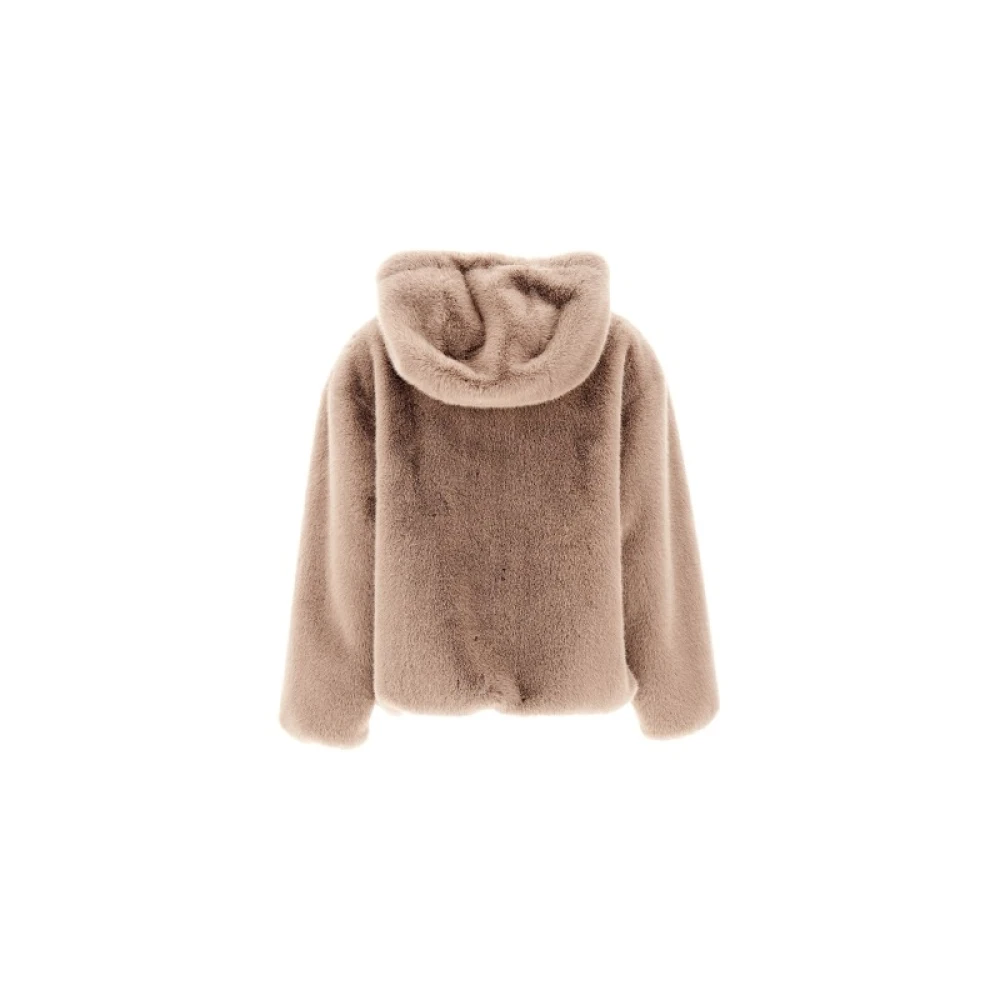Herno Faux Fur Cropped Jacket met capuchon Beige Dames