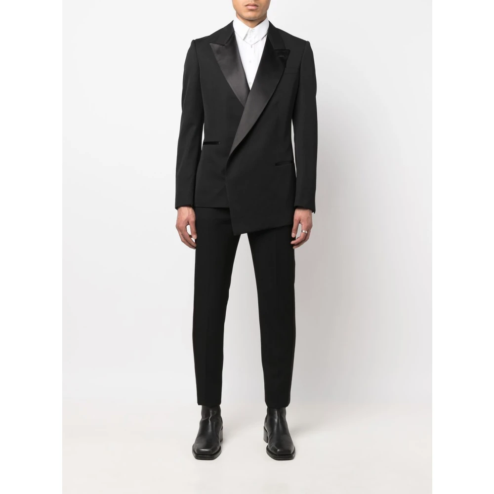 alexander mcqueen Zwarte zijden paneel op maat gemaakte broek Black Heren