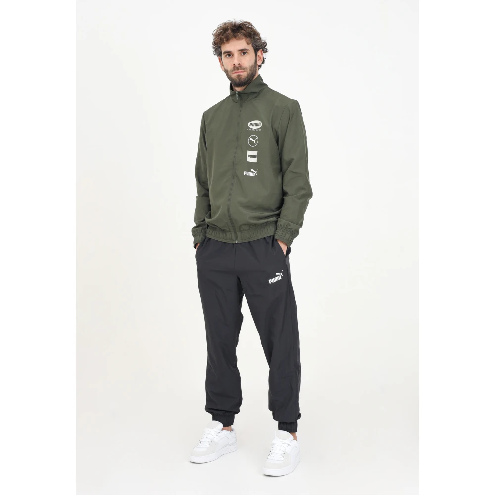 Puma Sportief Zwart en Groen Trainingspak Set Green Heren